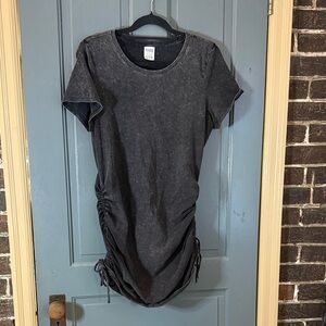 PINK Victorias Secret Heathered Black Gray Ruched T-Shirt Dress